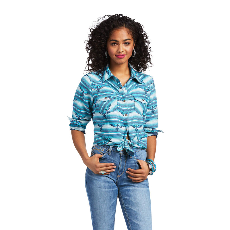 Blusas Ariat Real Wild Thunderbird Azules Mujer - Chile 708-EYDQAF